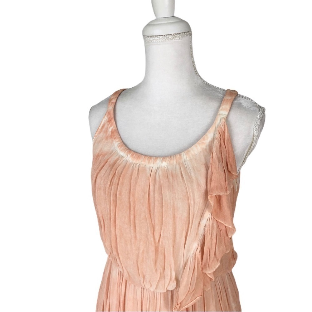 Free People peach orange ruffle sleeveless dress M - Picture 11 of 14